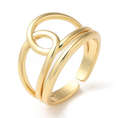 Rack Plating Brass Open Cuff Rings for Women RJEW-M162-27G-1