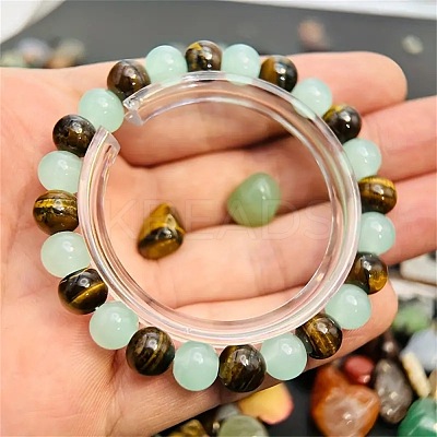 Natural Tiger Eye & Glass Round Beaded Bracelets FS-WG07496-01-1