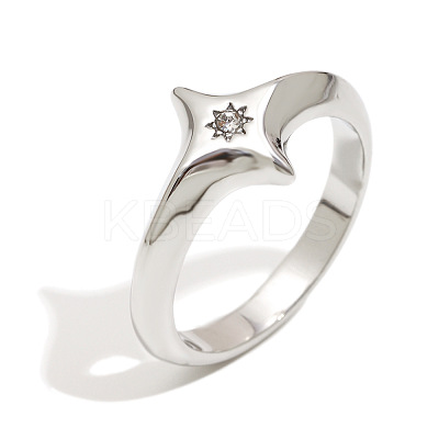 316L Surgical Stainless Steel with Clear Cubic Zirconia Finger Rings WGD89A7-05-1