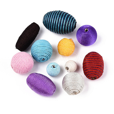 Handmade Waxed Cord Covered Beads M-CR001Y-1