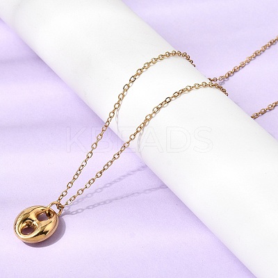 304 Stainless Steel Oval Pendant Necklaces & Bracelets & Stud Earrings Sets SJEW-P008-02G-1