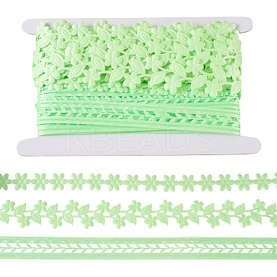 15Yards 3 Styles Polyester Hollow Leaf Ribbons OCOR-TA0002-79A-1
