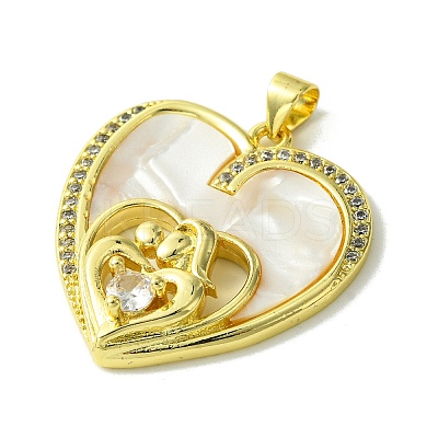 Mother's Day Brass Micro Pave Clear Cubic Zirconia Pendants KK-H472-13G-02-1