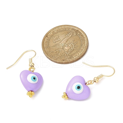 Resin Heart with Evil Eye Dangle Earrings EJEW-JE05278-1