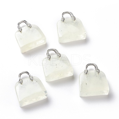 Watermelon Stone Glass Brass Pendants KK-E274-01P-023-1