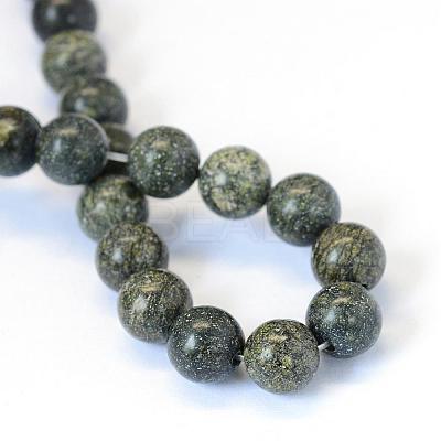 Natural Serpentine/Green Lace Stone Round Bead Strands G-E334-8mm-14-1