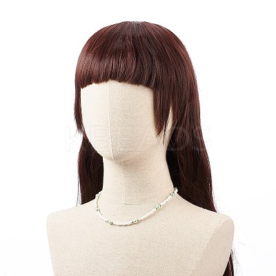 Plastic & Glass Pearl & Seed Beaded Bracelet and Necklace SJEW-JS01255-1