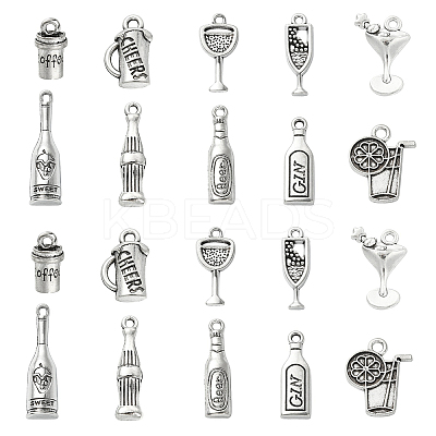 100Pcs 10 Styles Alloy Pendants TIBEP-CJ0002-43-1