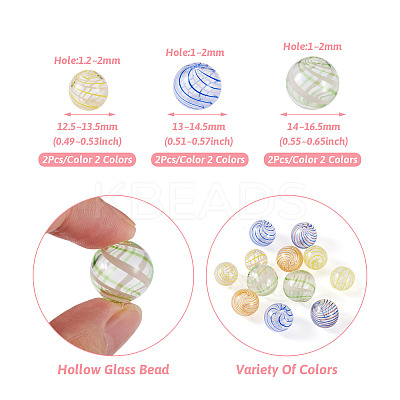 12Pcs 6 Style Transparent Handmade Blown Glass Globe Beads GLAA-PJ0001-03-1