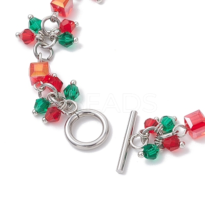 Christmas Glass Link & Charm Bracelets for Women BJEW-JB12626-1
