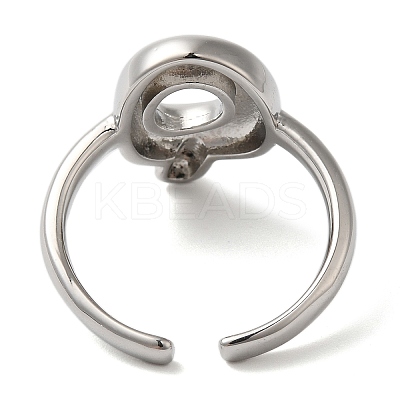 Initials Brass Open Cuff Ring for Women RJEW-N046-02Q-P-1