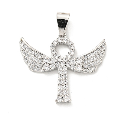 Brass Micro Pave Cubic Zirconia Pendants KK-P250-02P-1