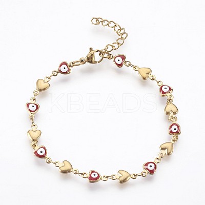 Ion Plating(IP) 304 Stainless Steel Link Chain Bracelets BJEW-P236-30G-01-1