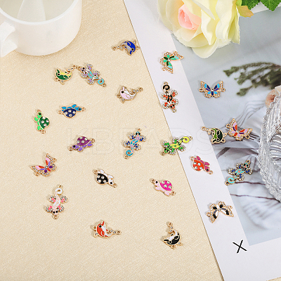 48Pcs 24 Style Alloy Enamel Connector Charms ENAM-CA0001-76-1