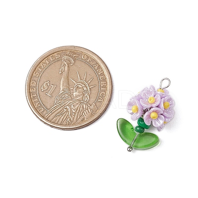 Glass Seed Beaded Flower Pendants X1-PALLOY-MZ00521-04-1