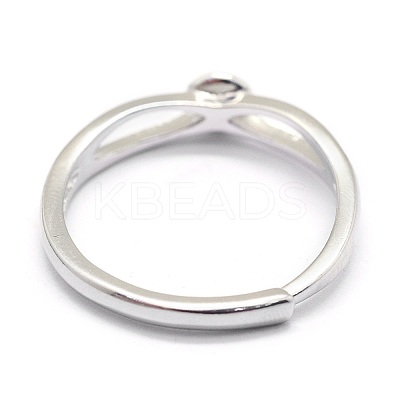 Anti-Tarnish Adjustable Rhodium Plated 925 Sterling Silver Design Ring Mounts Fittings with Pearl Seat STER-I016-016P-1
