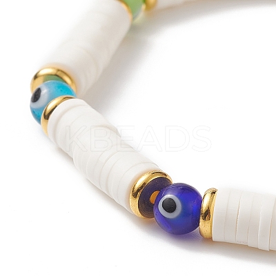 Handmade Polymer Clay Heishi Surfer Stretch Bracelet BJEW-TA00223-1