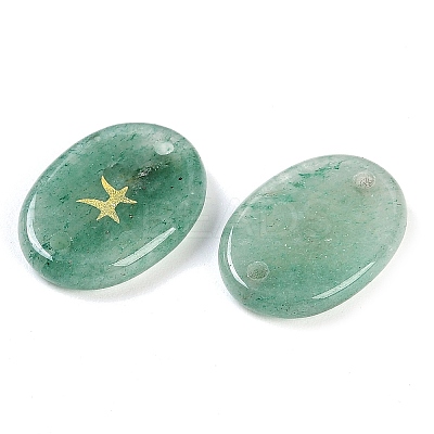 12Pcs 12 Styles Twelve Constellation Natural Green Aventurine Flat Oval Links Connector Charms G-K359-05A-1