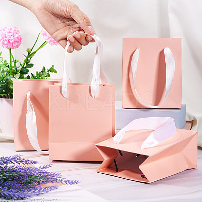 6Pcs Rectangle Paper Gift Storage Bags with Ribbon Handles ABAG-TA0001-65D-1