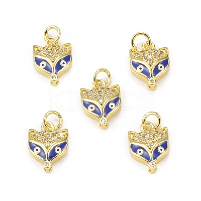 Brass Micro Pave Cubic Zirconia Charms KK-E068-VB029-2-1