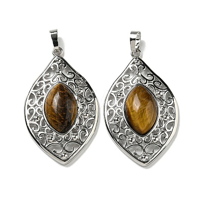 Natural Tiger Eye Pendants G-Q158-02D-1
