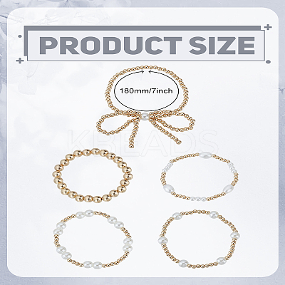 5Pcs 5 Styles Round Acrylic Bead Stretch Bracelets for Women BJEW-LP0003-77G-1