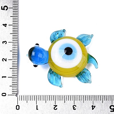 Handmade Lampwork Turtle with Evil Eye Figurine Display Decorations LAMP-N034-25A-1