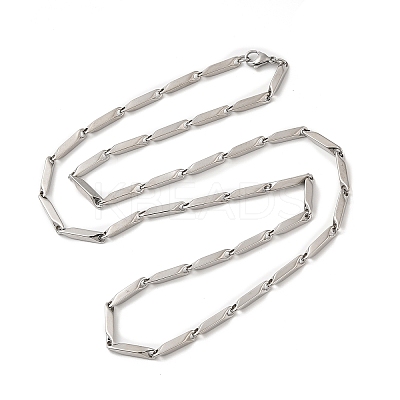 Non-Tarnish 201 Stainless Steel Rectangle Bar Link Chain Necklace NJEW-Q316-01D-P-1