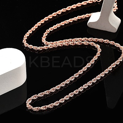3mm Brass Rope Chain Necklaces for Men Women NJEW-G160-10RG-1