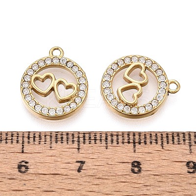 304 Stainless Steel Micro Pave Cubic Zirconia Charms STAS-N115-56G-1
