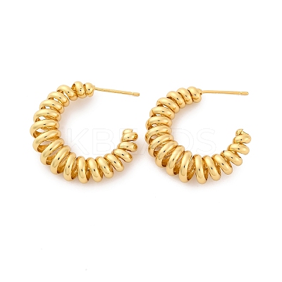 Brass Spiral C-Shaped Stud Earrings EJEW-R025-33G-1