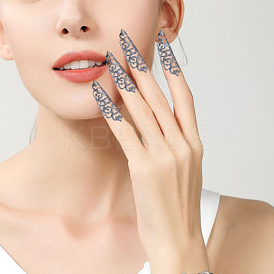 10Pcs Hollow Out Iron Fingers Nail Covers MRMJ-GL0001-20B-1