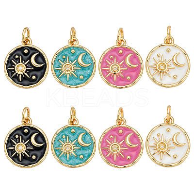 8Pcs 4 Colors Rack Plated Brass Enamel Charms KK-BC0015-22-1