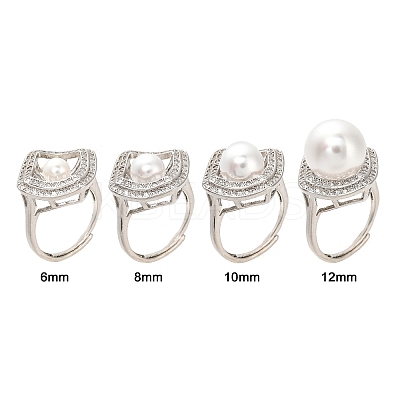 Rhombus Brass Micro Pave Clear Cubic Zirconia Adjustable Ring Settings KK-D378-34P-1