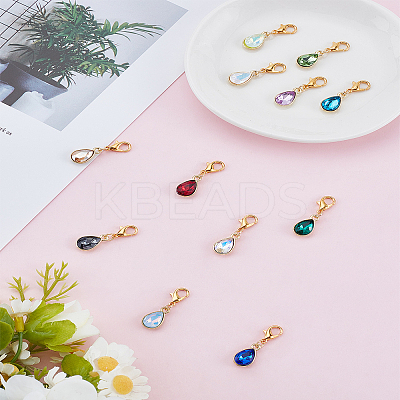 12Pcs Alloy Glass Pendant Decorations HJEW-LP00029-1