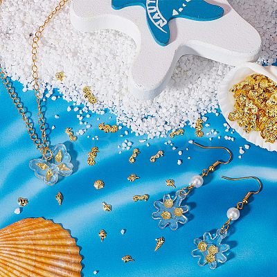 1000pcs 10 Styles Marine Theme Alloy with Brass Cabochons MRMJ-SC0001-33-1