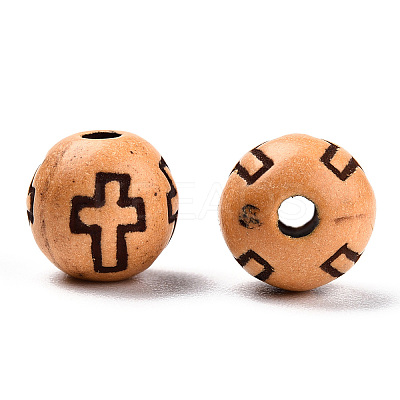 Imitation Wood Acrylic Beads SACR-R830-04-1