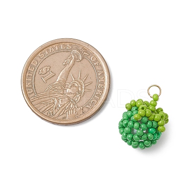 Glass Seed Beaded Tomato Pendants PALLOY-MZ01081-01-1