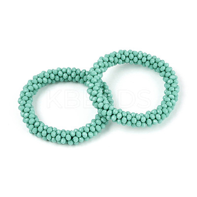 Faceted Opaque Glass Beads Stretch Bracelets BJEW-S144-002E-03-01-1