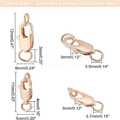 16Pcs 4 styles Brass Lobster Claw Clasps FIND-NB0002-65-1