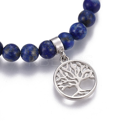 Natural Lapis Lazuli Charm Bracelets BJEW-I275-B06-1