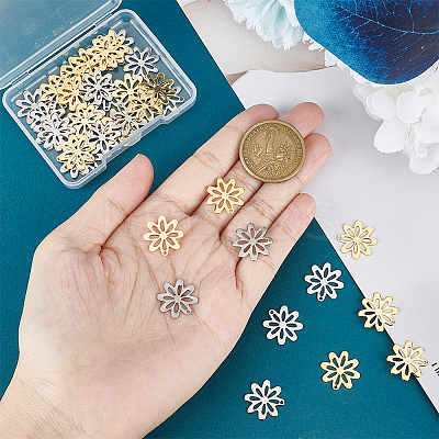 40Pcs 2 Colors 201 Stainless Steel Pendants STAS-UN0046-11-1