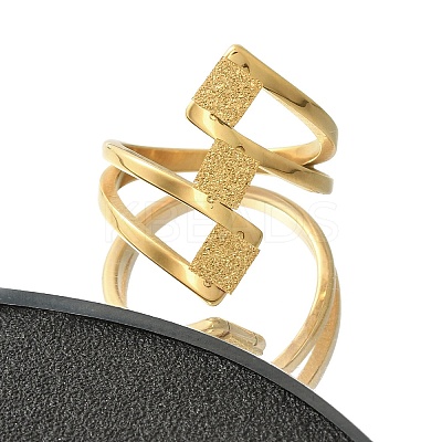 Textured Rhombus 304 Stainless Steel Finger Ring for Women RJEW-L126-09B-G-1