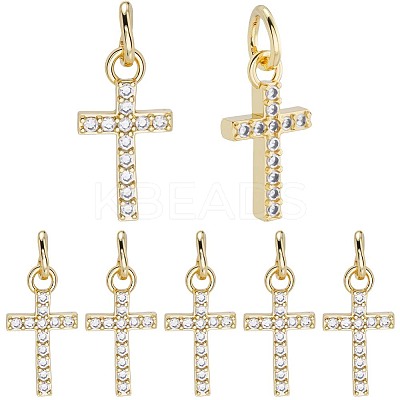 10Pcs Brass Micro Pave Clear Cubic Zirconia Charms KK-BBC0020-72-1