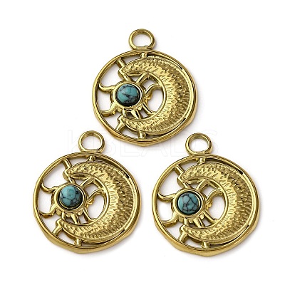 Synthetic Turquoise Sun and Moon Pendants STAS-P406-06G-1