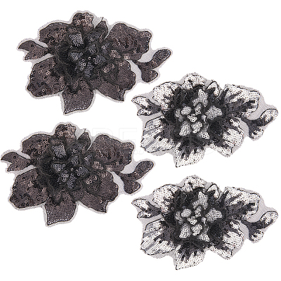 4Pcs 2 Style Fiber Lace Embroidery Sewing Appliques DIY-GF0007-49-1