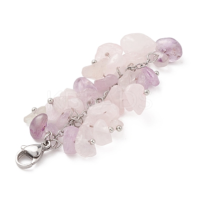 Natural Rose Quartz & Amethyst Chip Beaded Pendant Decorations HJEW-JM01234-01-1