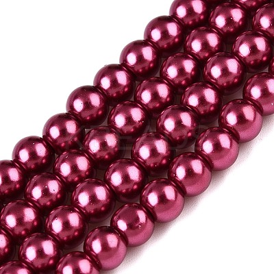 Baking Paint Pearlized Glass Pearl Round Bead Strands HY-Q330-8mm-14-1
