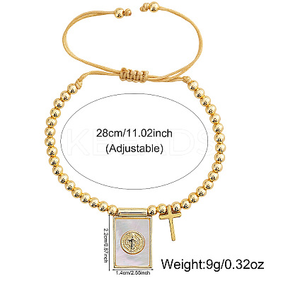 Adjustable Brass & Natural Shell Charm Bracelets MV3027-1