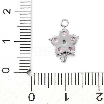 304 Stainless Steel Micro Pave Cubic Zirconia Flower Connector Charms STAS-U042-01P-01-1